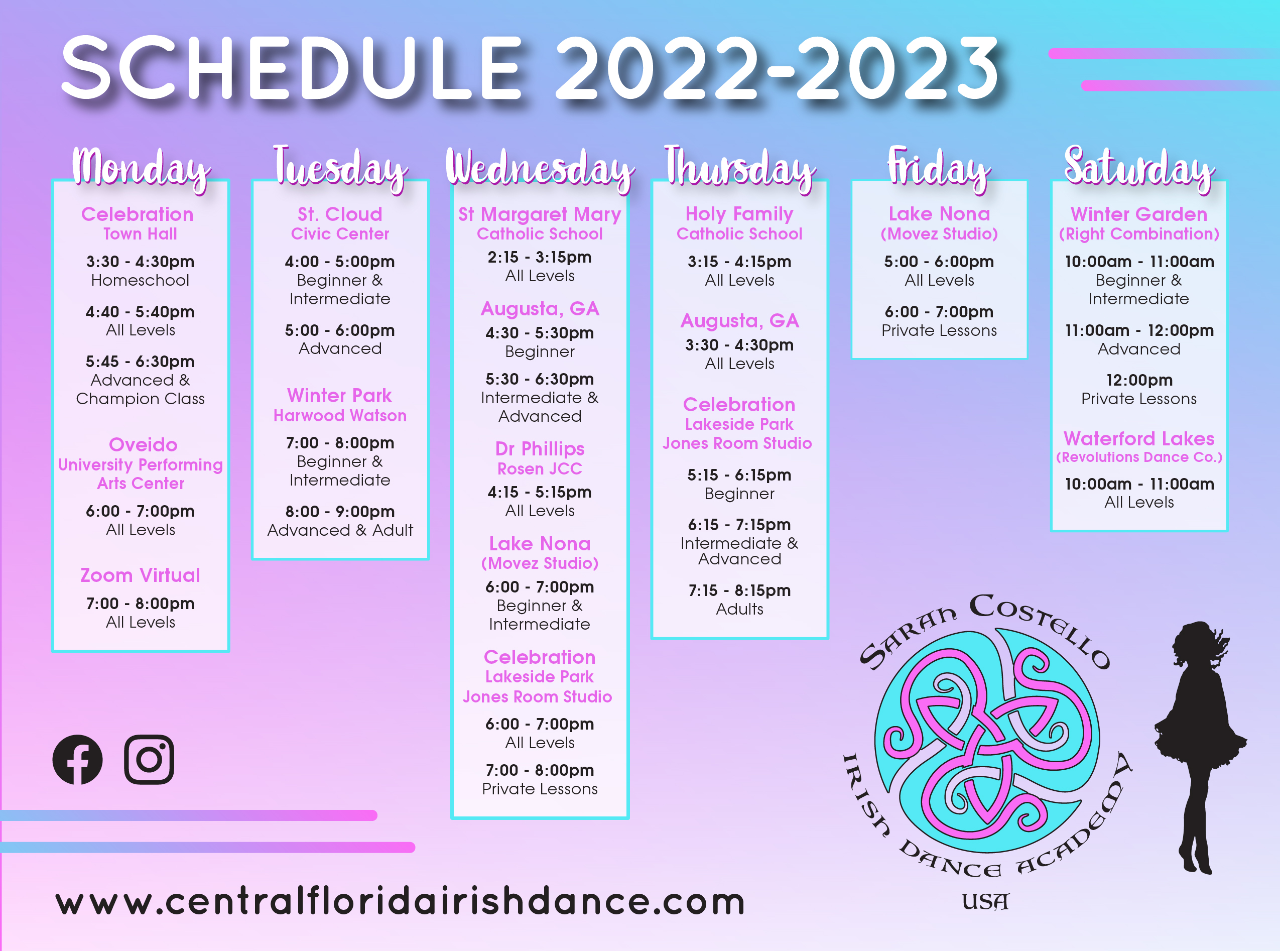 Central Florida Irish Dance 2021-2022 Schedule