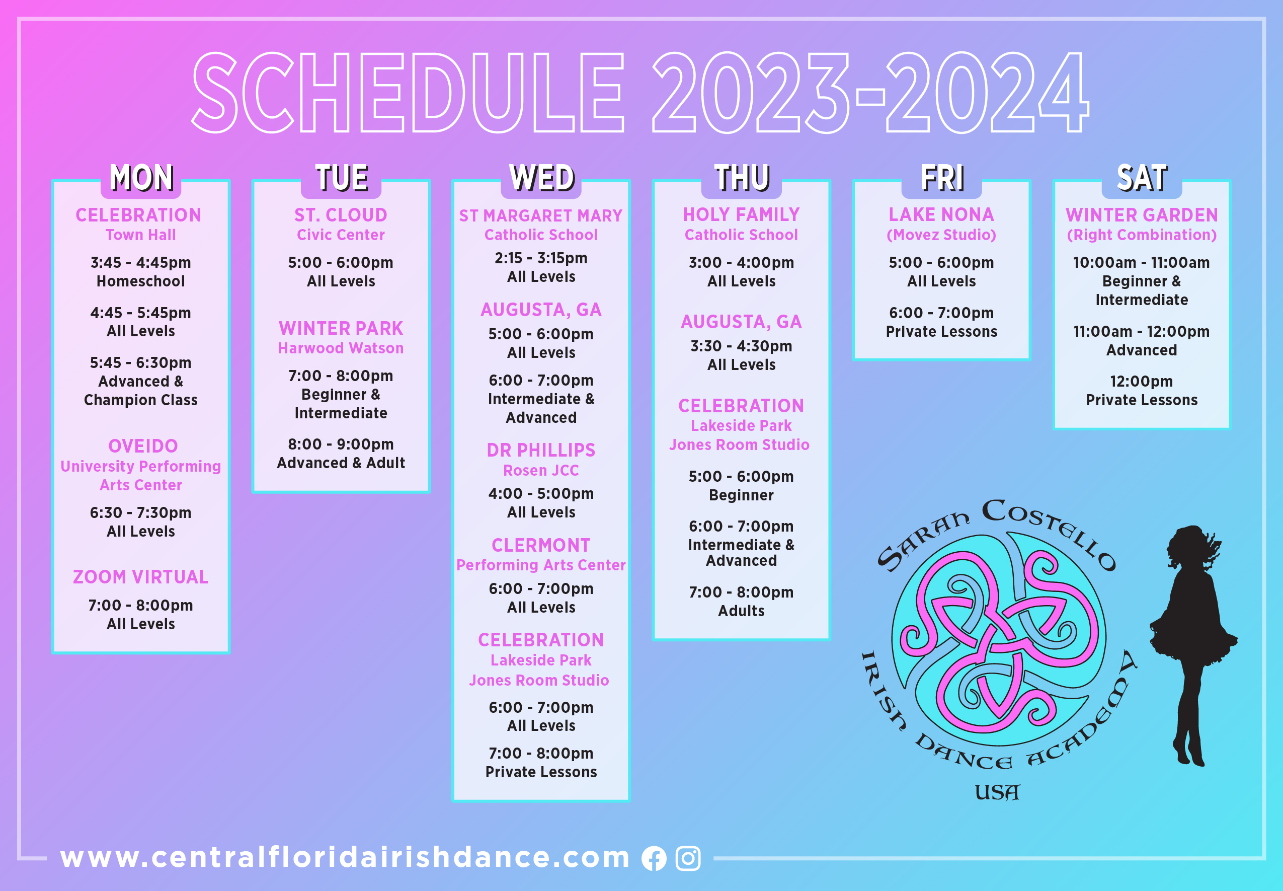 Central Florida Irish Dance 2021-2022 Schedule